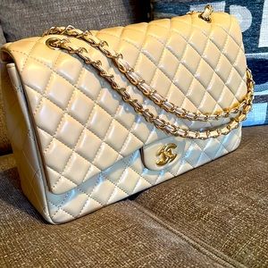 Lambskin Quilted MAXI Double Flap Tan
